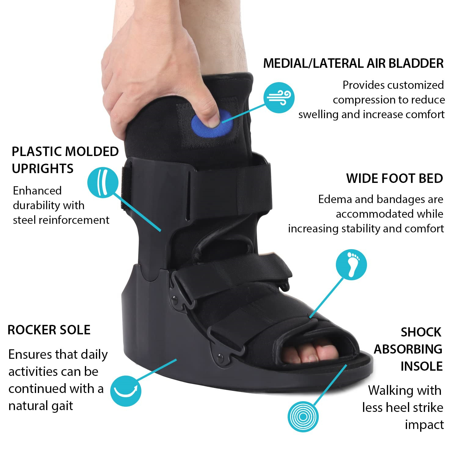Inflatable Short Adjustable Walker Boot Brace for 06