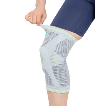 Sports Compression Knee Sleeve with Silicone Pad and Metal Spring Support Bar Knee Brace